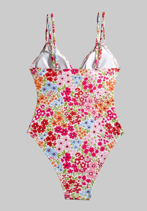 Pink Floral Beach One-Piece Swimsuit