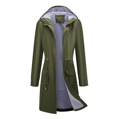 Trench Waterproof Hooded Striped Lining Coat
