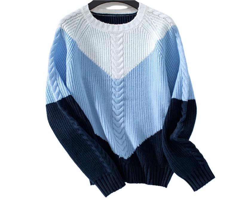 Woolen Rain Contrast Color Twisted Retro Sweater