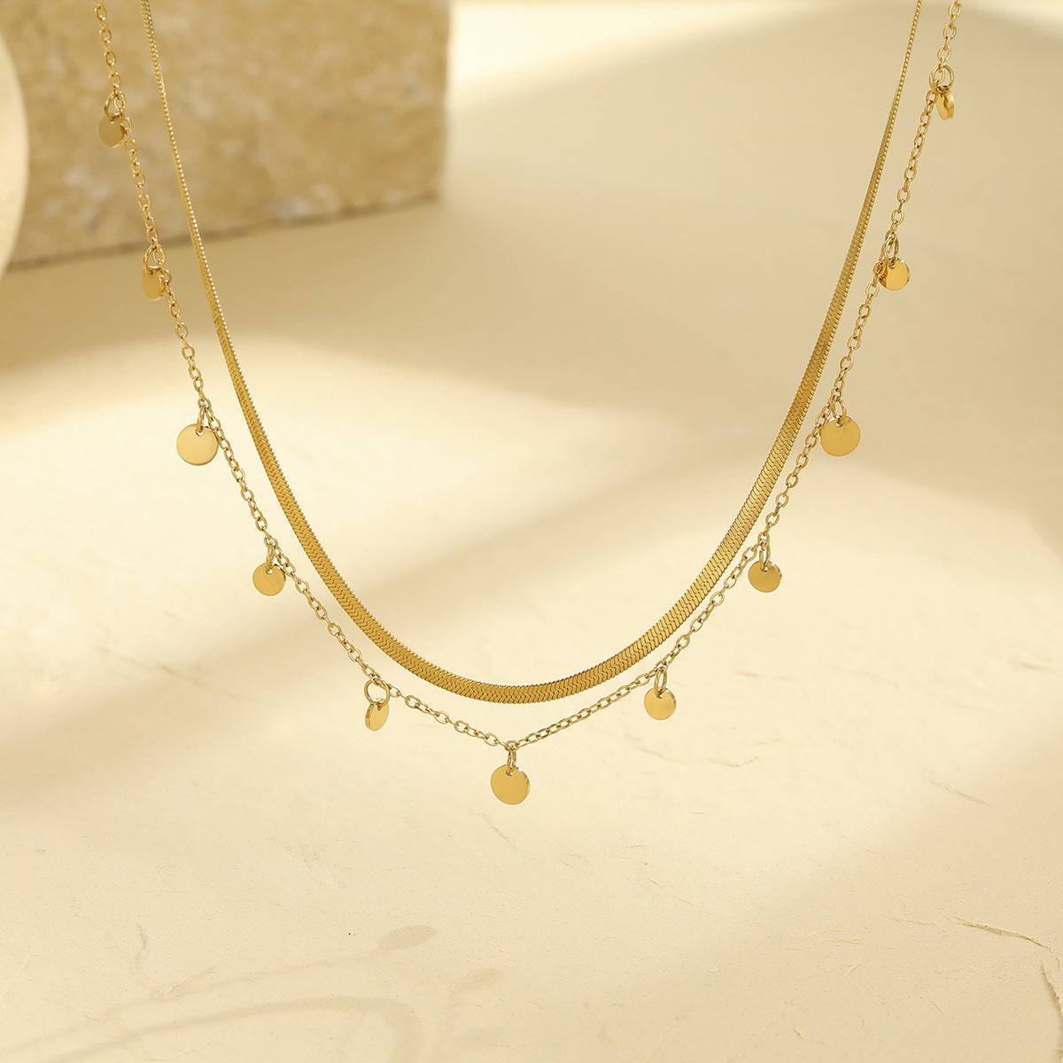 Stainless Steel Tassle Chain 18K Necklace
