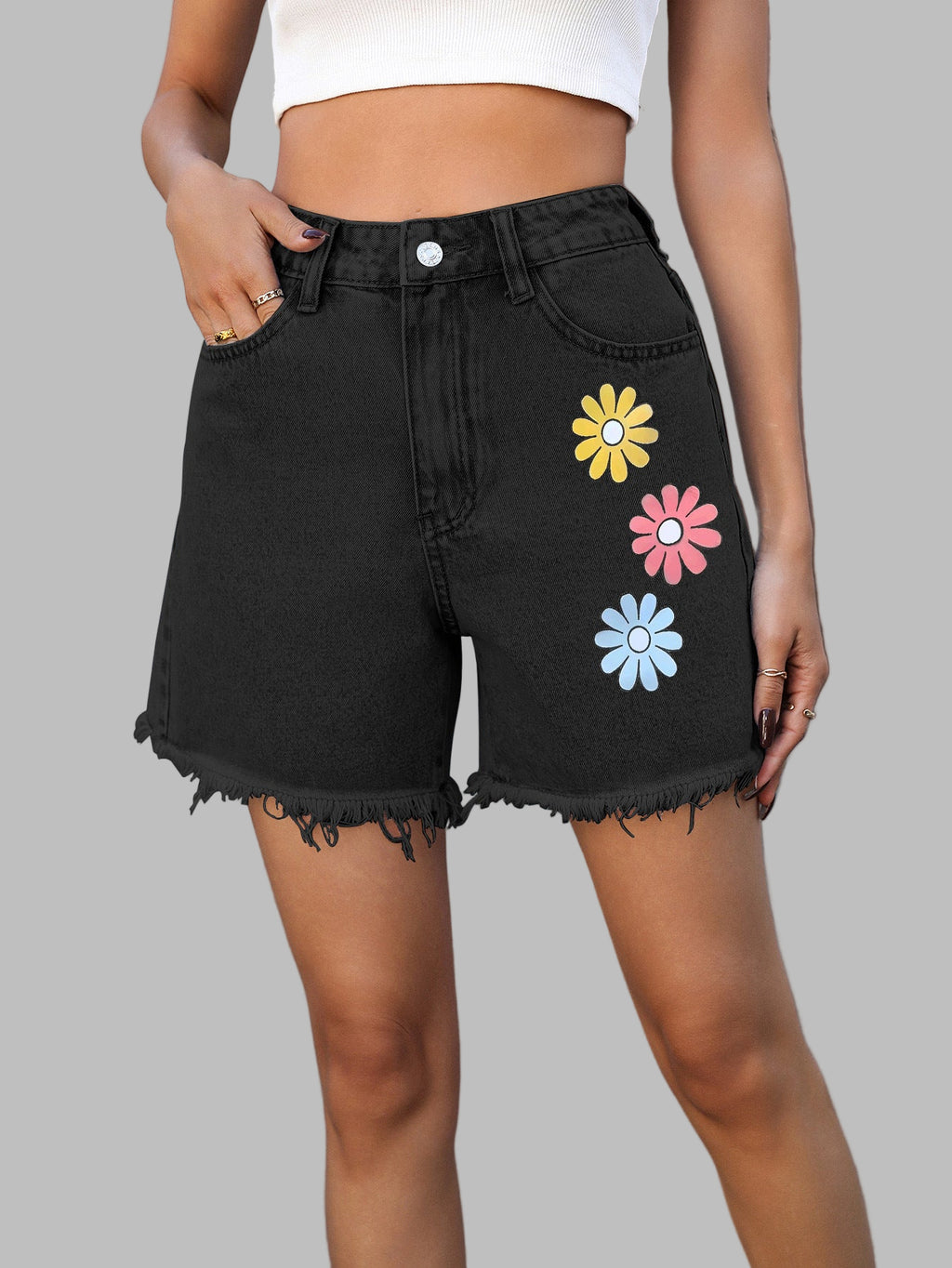 Black Flower Print
