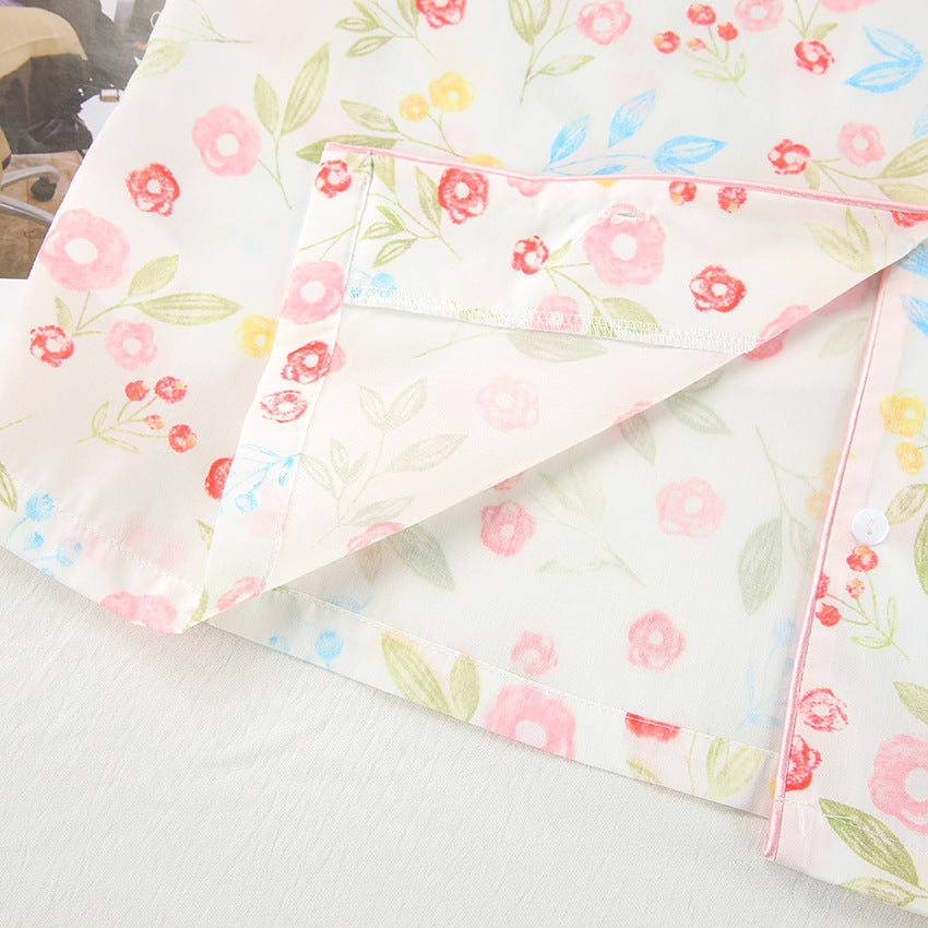 Artificial Silk Floral Pajamas Set
