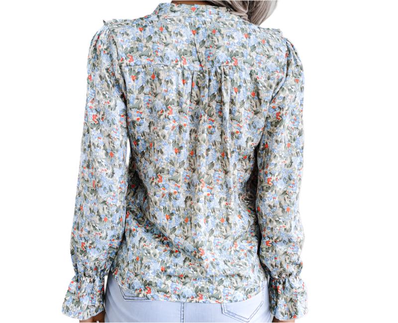 Floral Chiffon Lace-up Shirt