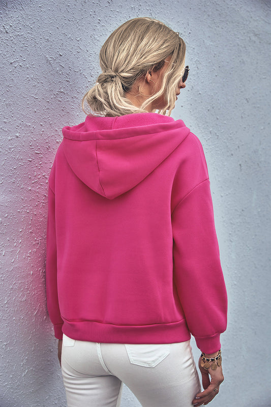 Solid Color Pullover Casual Hooded Sweatshirt