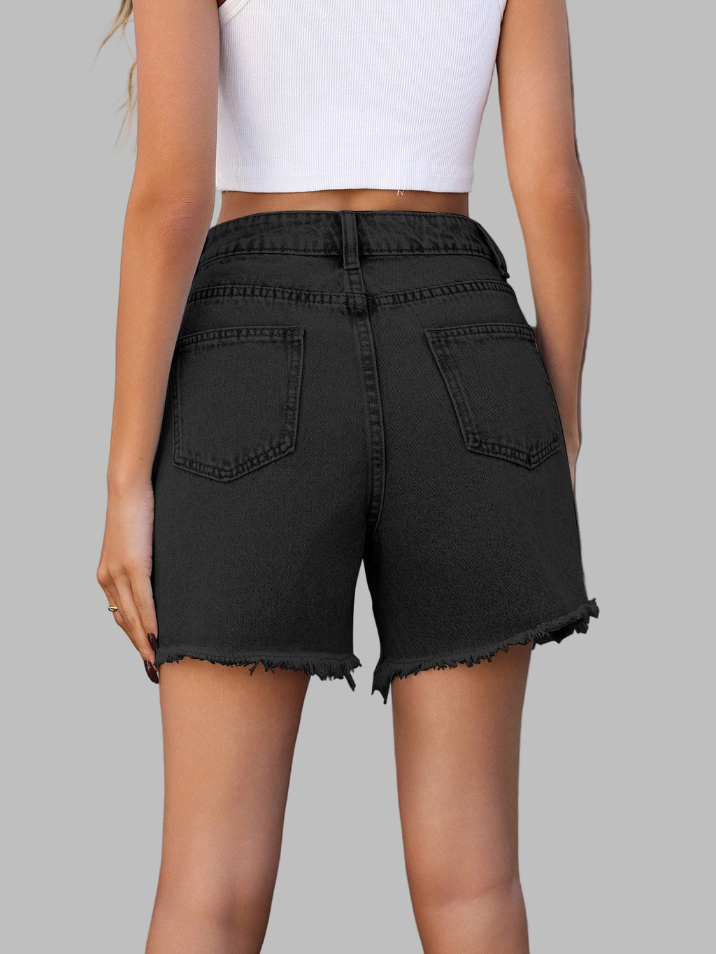 Floral Print High Waist Denim Shorts