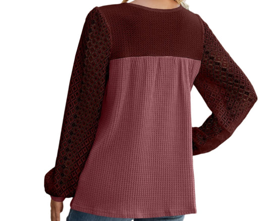 Lace Multicolor Waffle Top