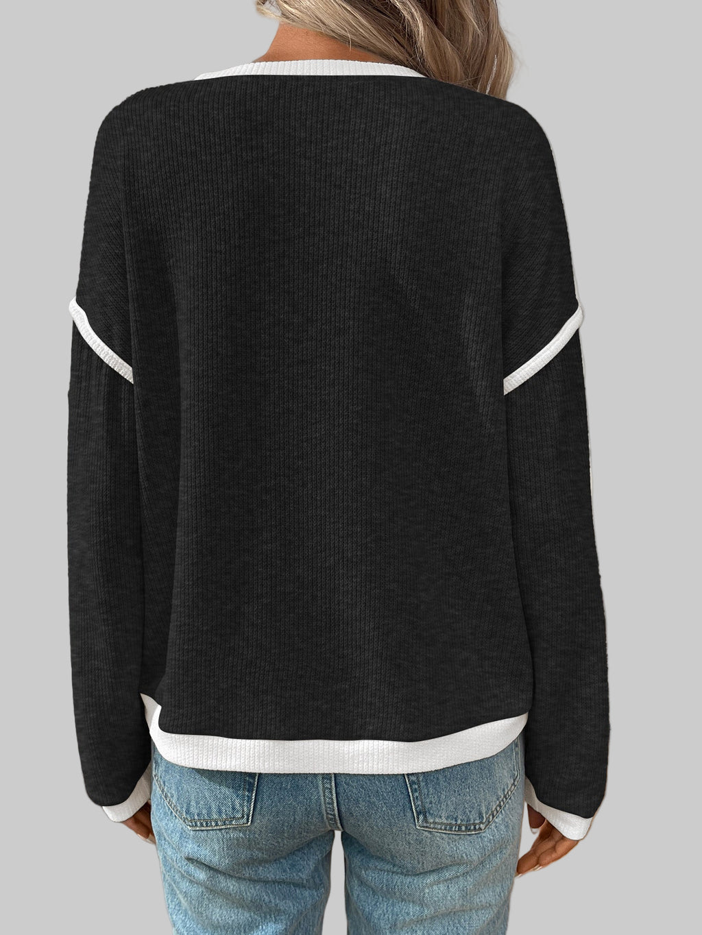 Long Sleeve Contrast Sweater