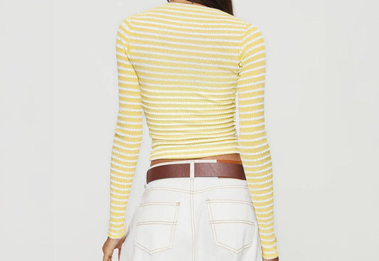 Cropped Slim Fit Striped Long Sleeve Knitted Top