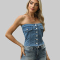Washed Denim Tube Top