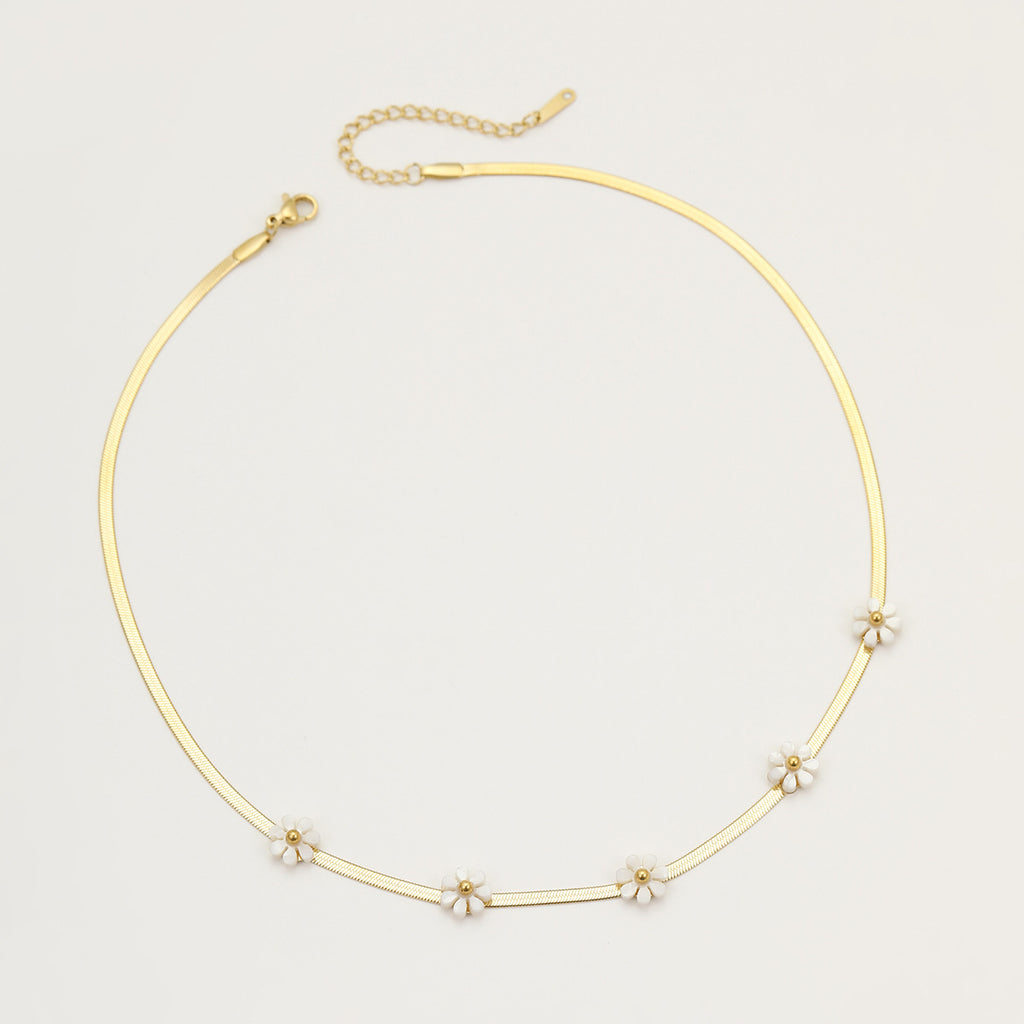 Little Daisy Floral Titanium Steel Clavicle Chain Necklace