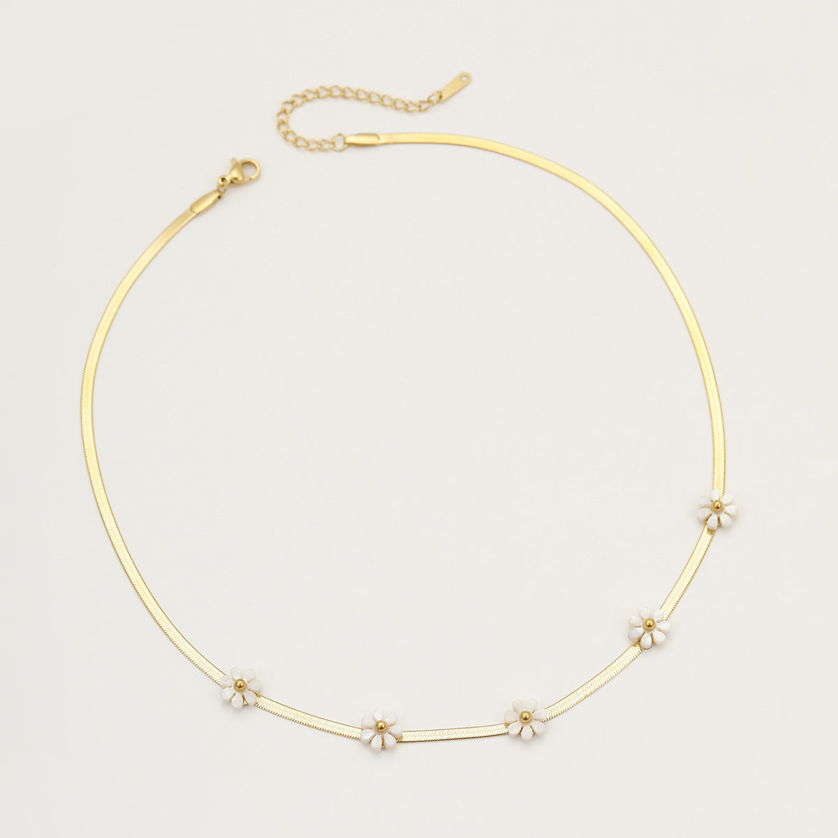 Little Daisy Floral Titanium Steel Clavicle Chain Necklace