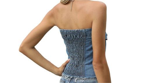 Washed Denim Sexy Tube Top