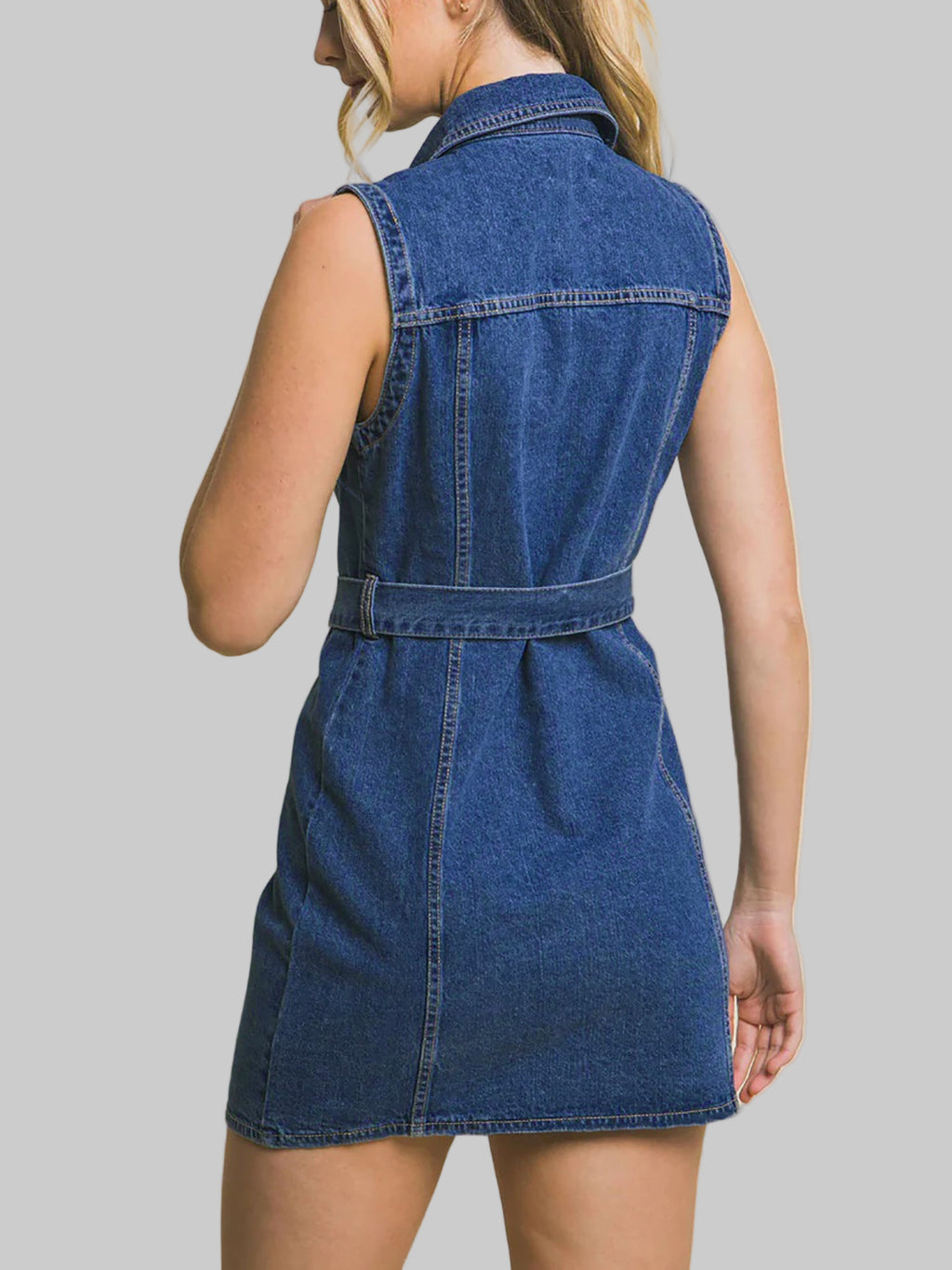 Sleeveless Lace-up Denim Midi Dress