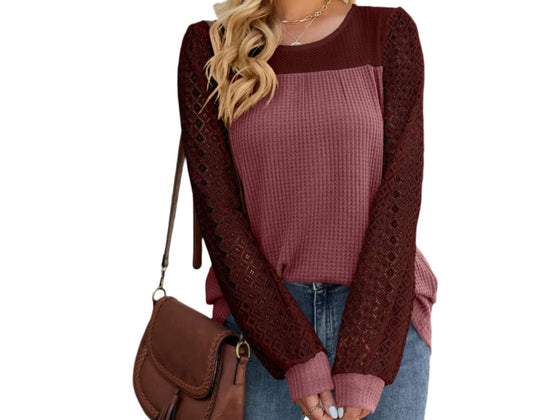 Lace Multicolor Waffle Top