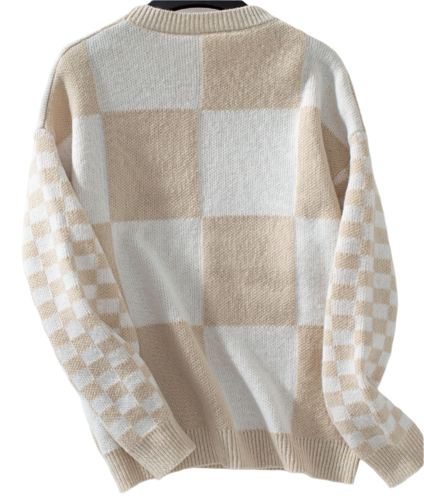 Contrast Color Check Pullover Sweater