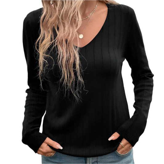 Sunken Stripe V-Neck Top