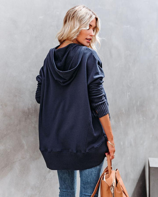 Loose Thread Patchwork Hooded Sweatshirt