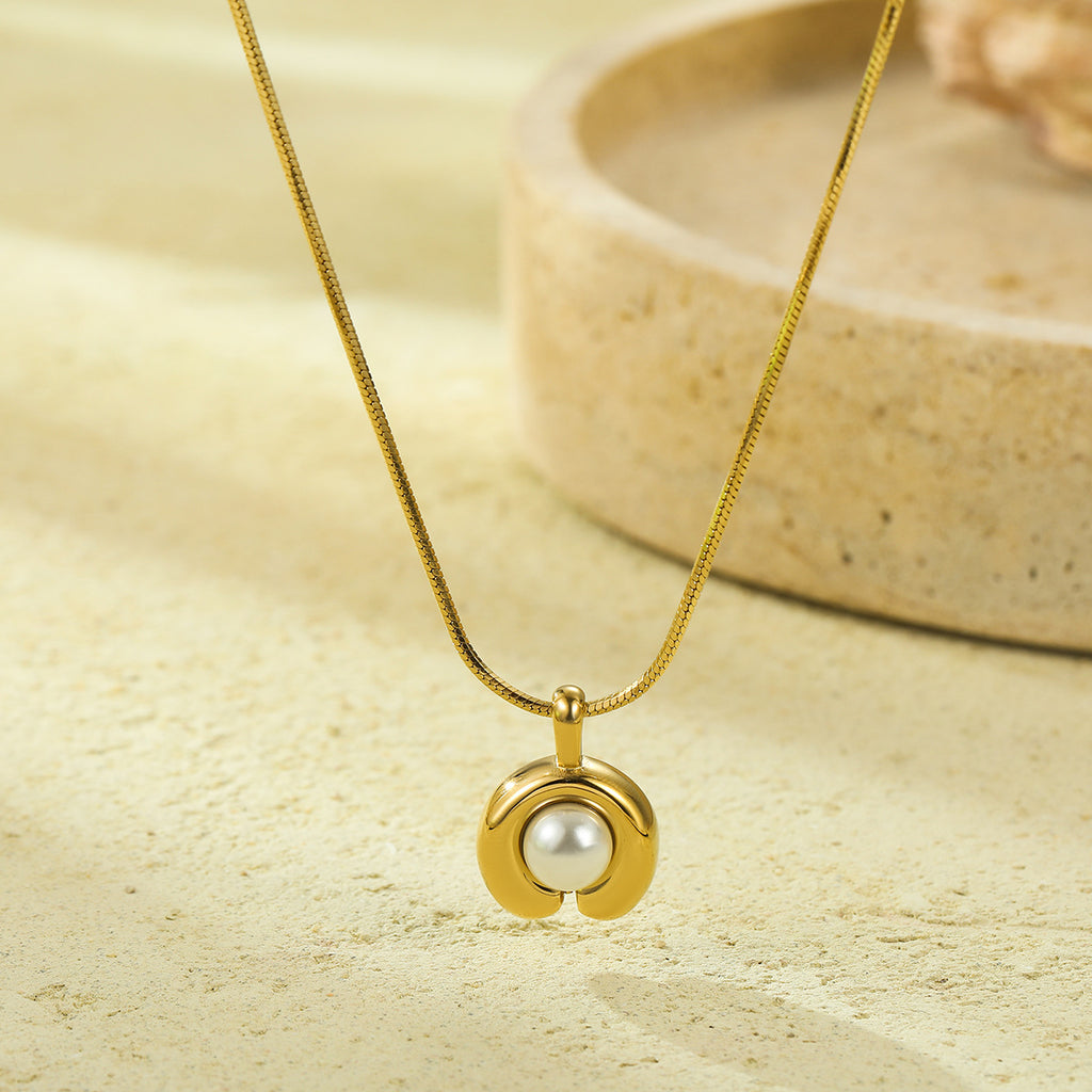 Pearl Embellished Stainless Steel Necklace