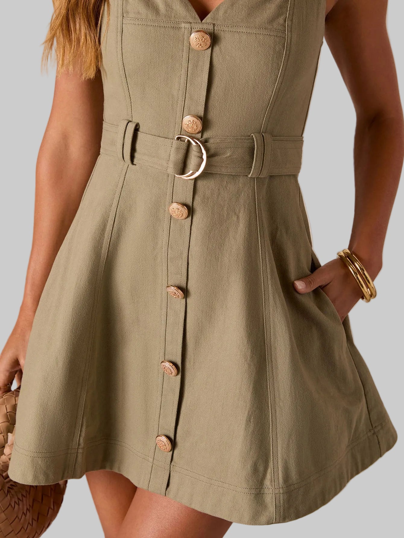 Socialite Vest Type Elastic Smocking Denim Dress