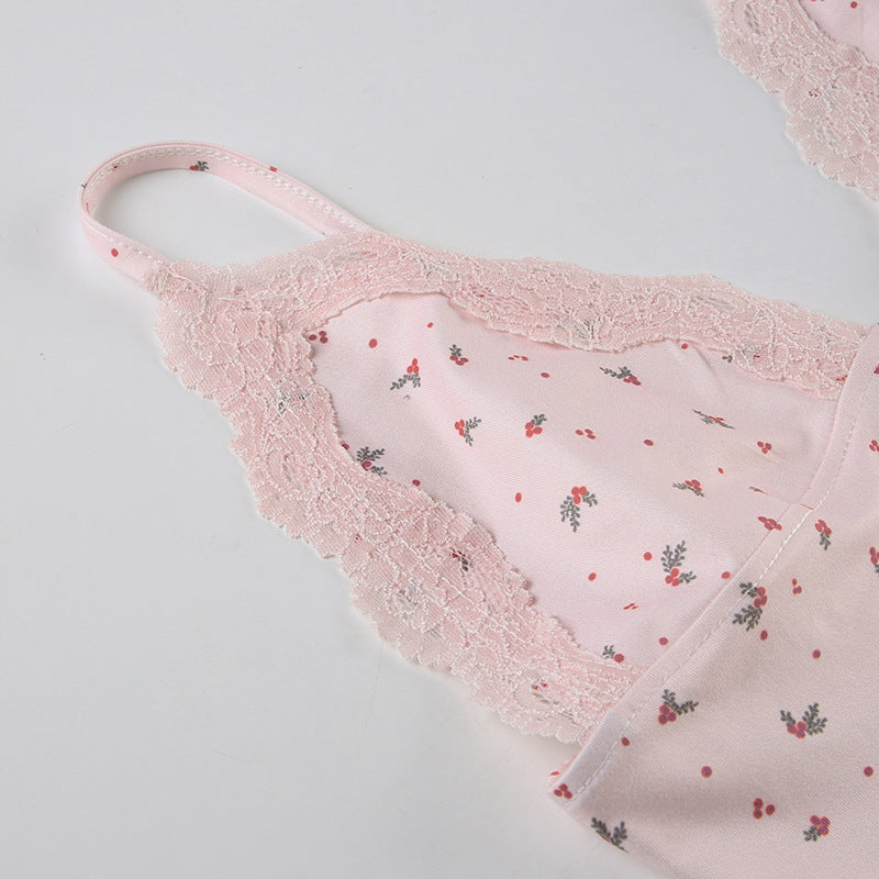 Sexy Camisole Floral Lace Shorts Pajamas Two Piece Set