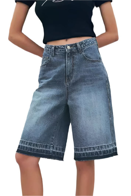 Retro Loose High Waist Casual Denim Shorts