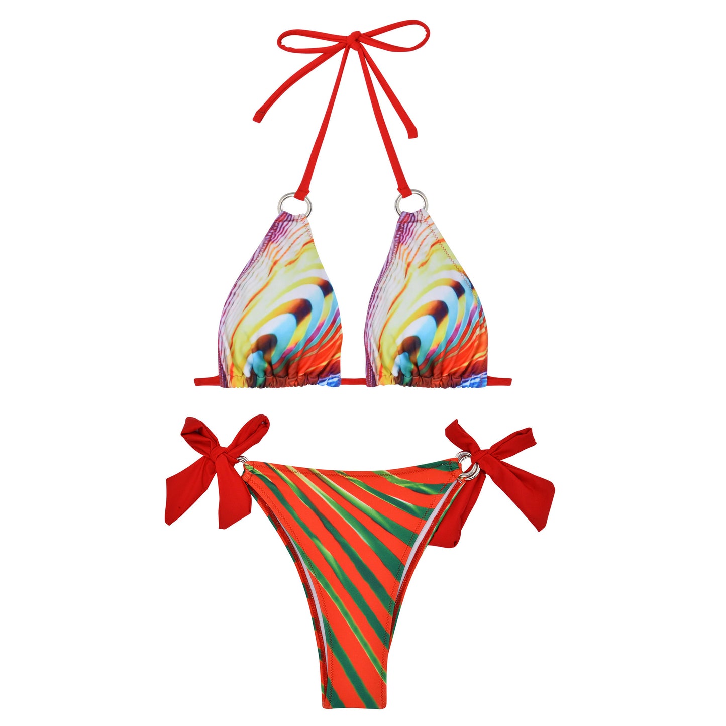 Printed Three-Piece Bikini Set