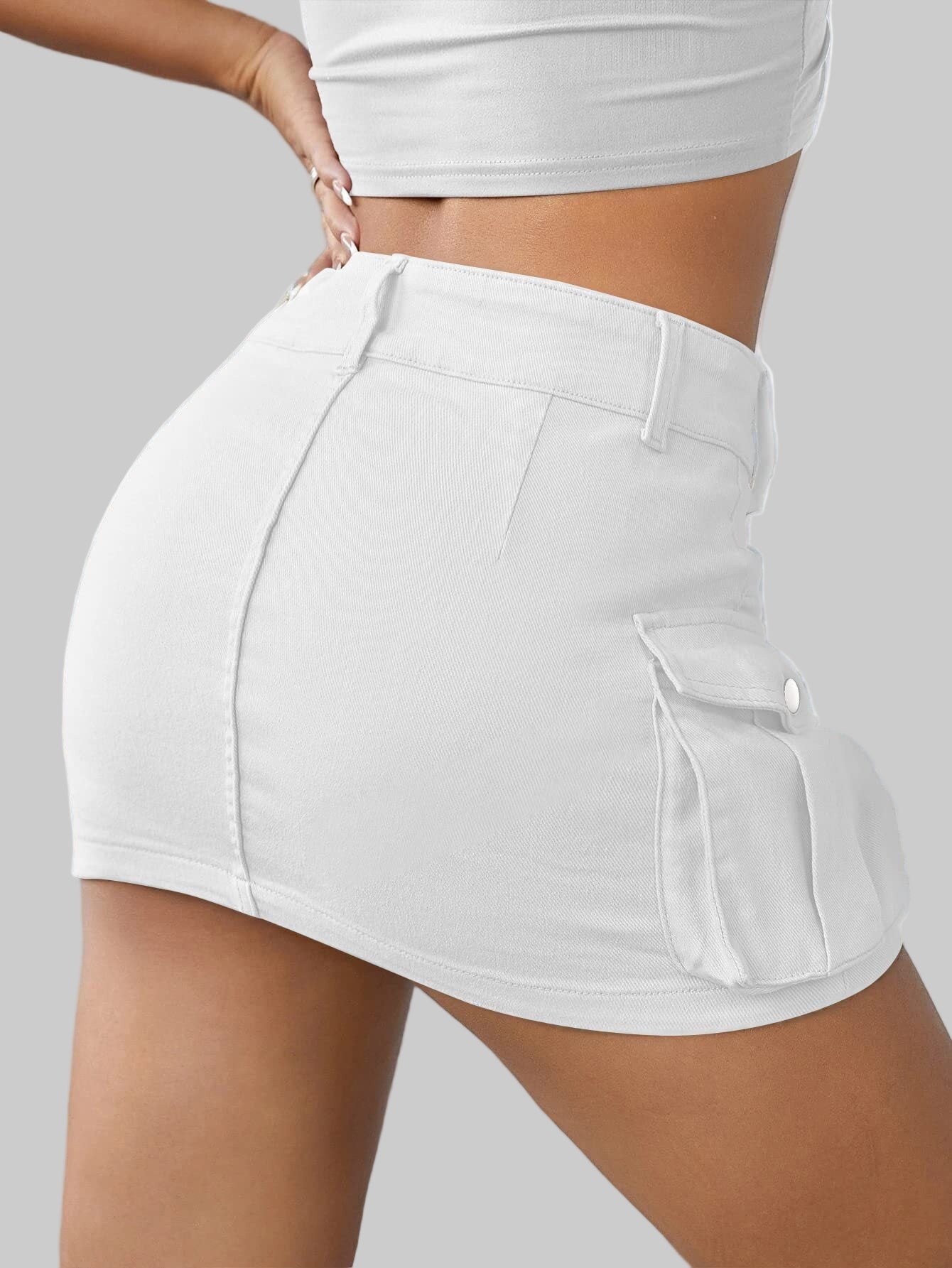 Street Low Waist Slim Fit Cargo Skirt