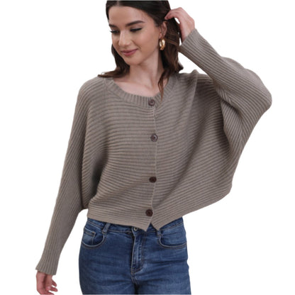 Batwing Sleeve Knitted Button Cardigan Sweater