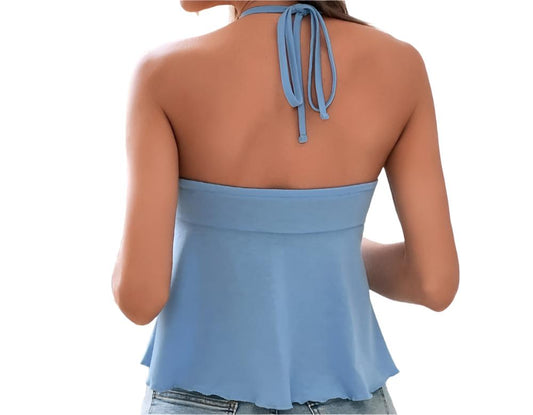 Ruffled Short Tube Top Halter Top