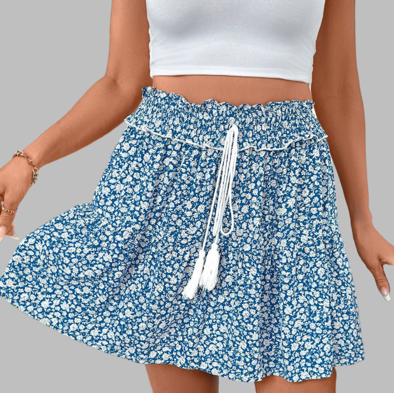 Floral Tassel Lace Skirt