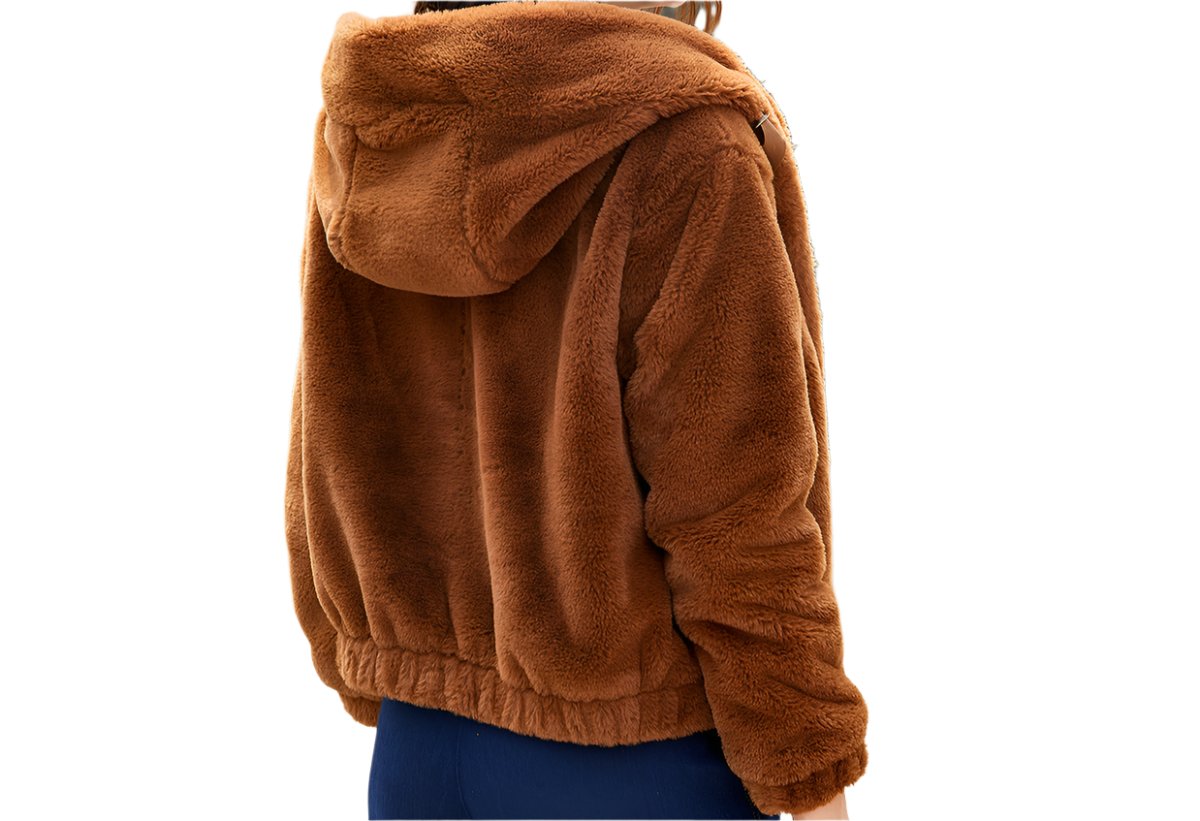 Plush Hooded Long Sleeve Warm Cotton Jacket
