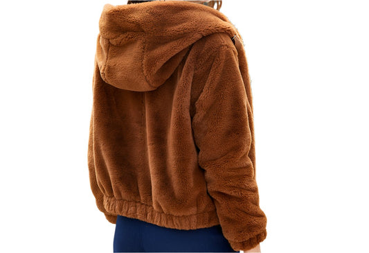 Plush Hooded Long Sleeve Warm Cotton Jacket