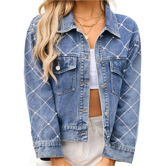 Embroidered Beaded Denim Jacket