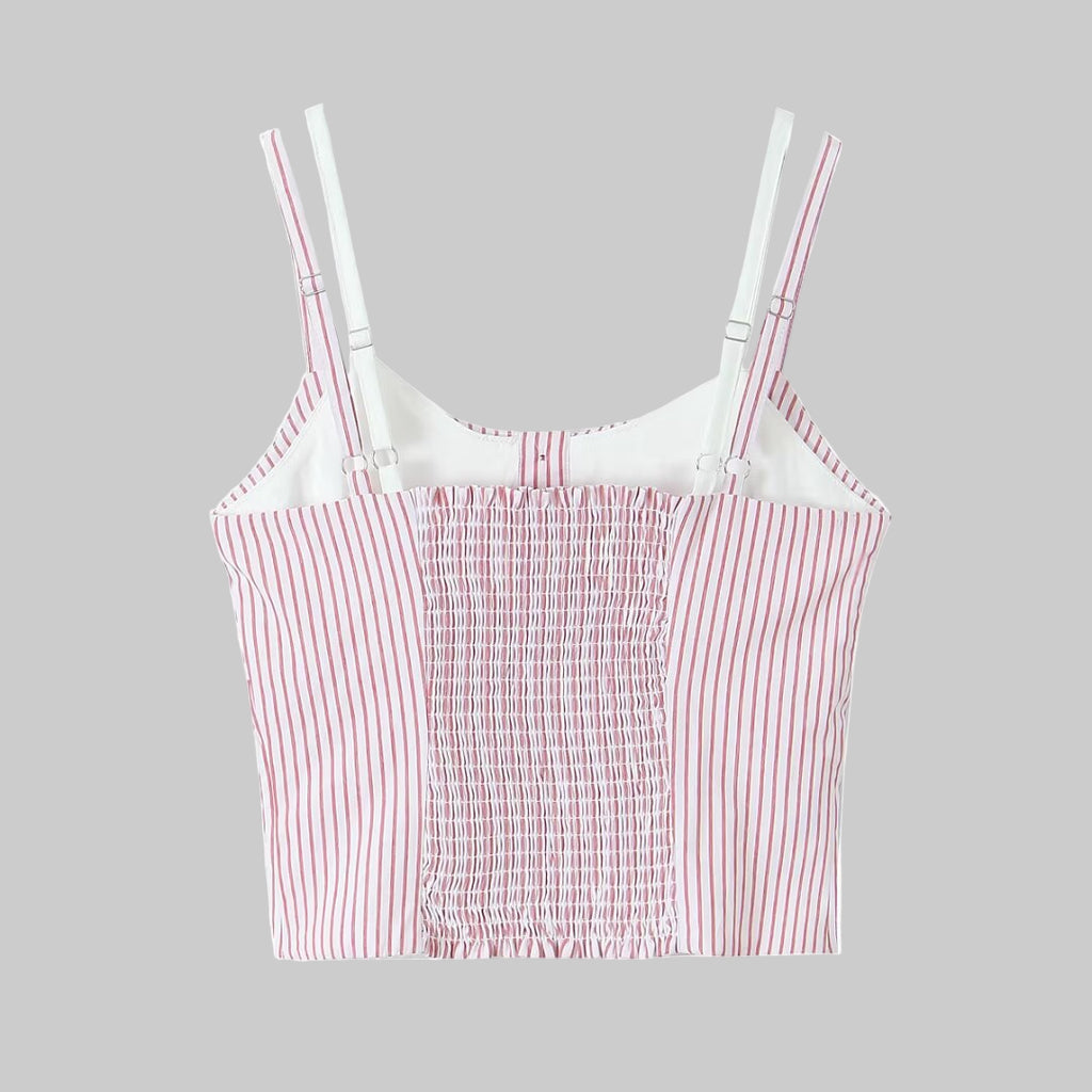 French Vintage Stripe Sling Cropped Top