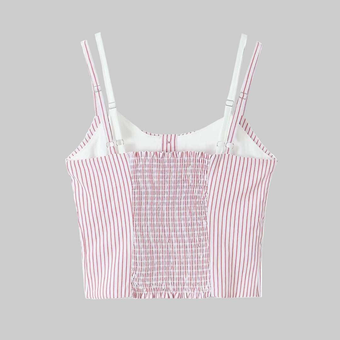 French Vintage Stripe Sling Cropped Top
