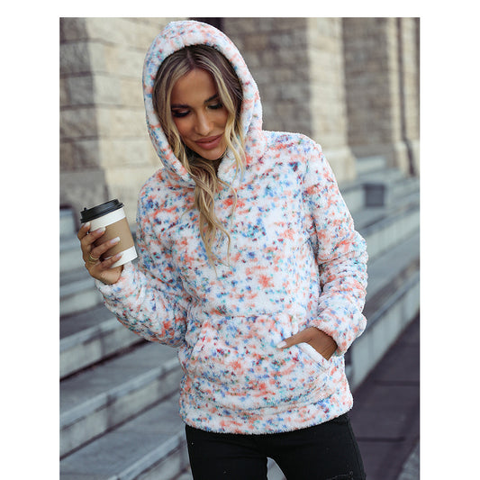 Long Sleeve Loose Pullover Snowflake Polka Dot Casual Plush Sweater