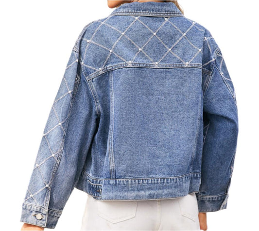 Embroidered Beaded Denim Jacket