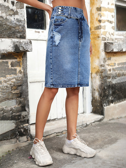 Loose Denim Skirt