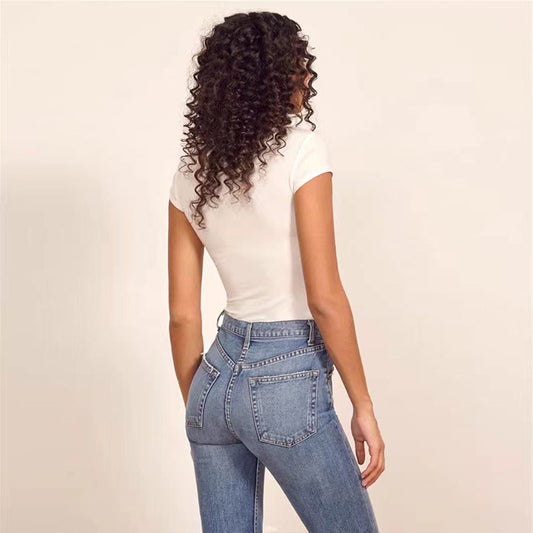 Sexy Tight Cotton Rib Bodysuit