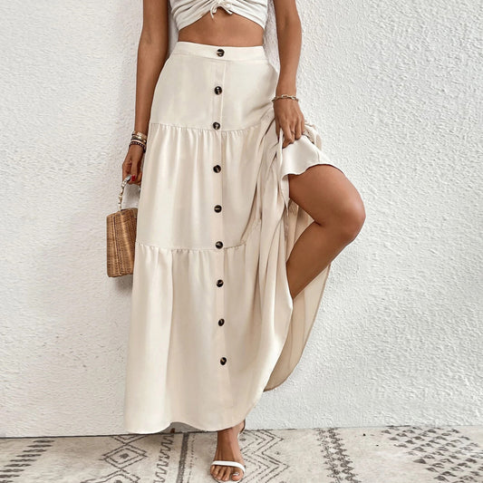 Elastic Waist Tiered Casual Skirt