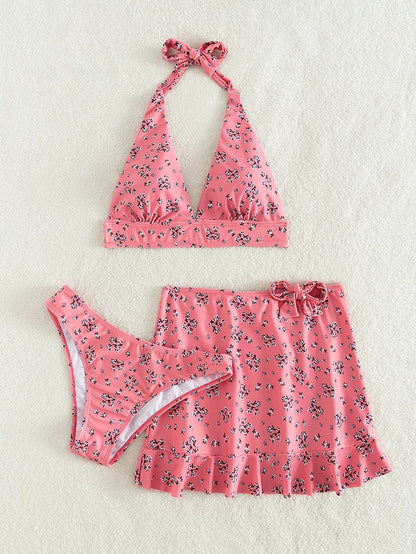 Split Floral Skirt Bikini