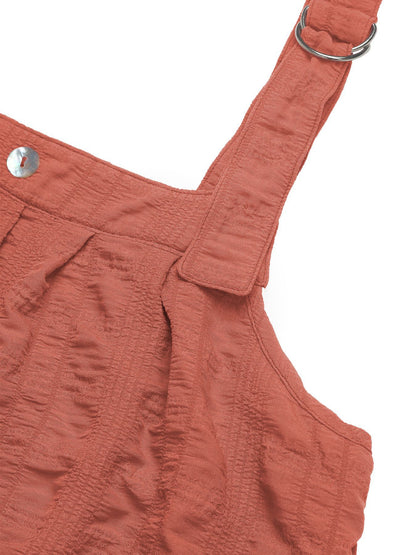 Suspender Texture Pleating Dress