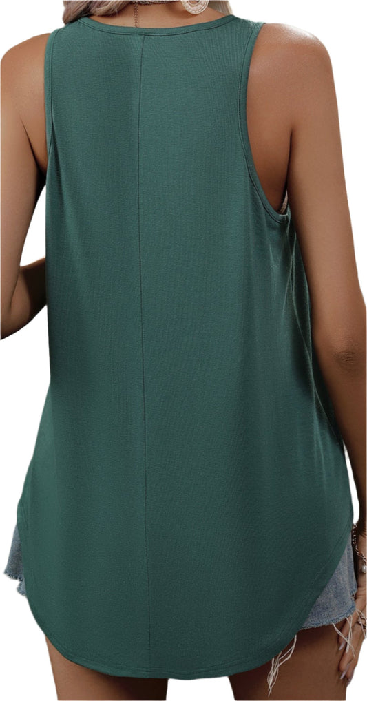 Casual Sleeveless Solid Color Loose Top