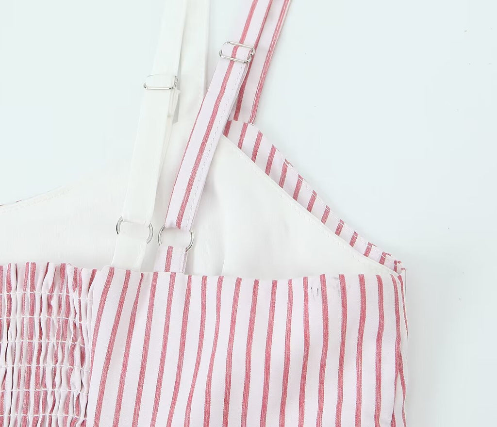 French Vintage Stripe Sling Cropped Top