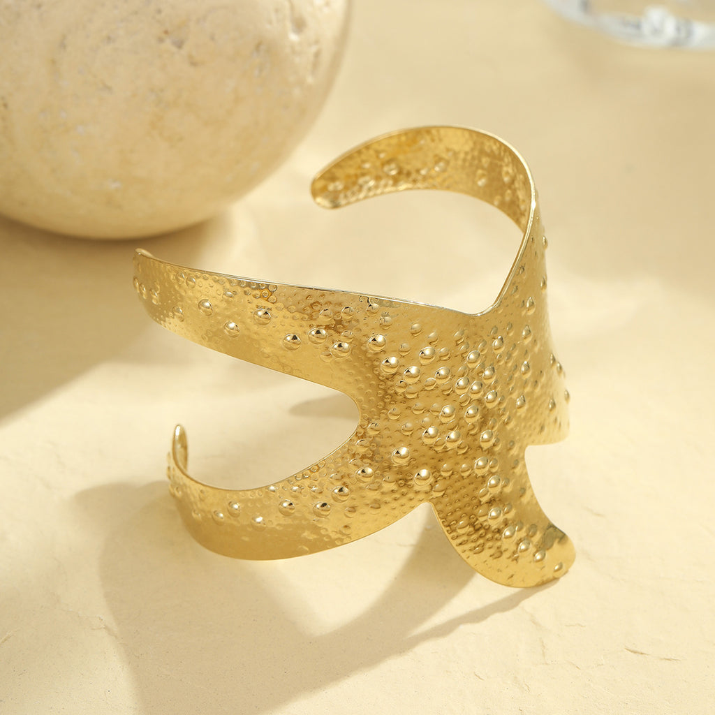 Ocean Coral Starfish Shell Exaggerated Titanium Steel Stainless Steel 18K Gold Plating Bracelet