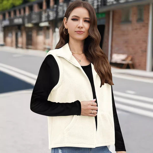 Fleece Zipper Collared Vest