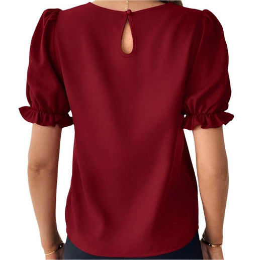 Puff Ruffled Sleeve Blouse