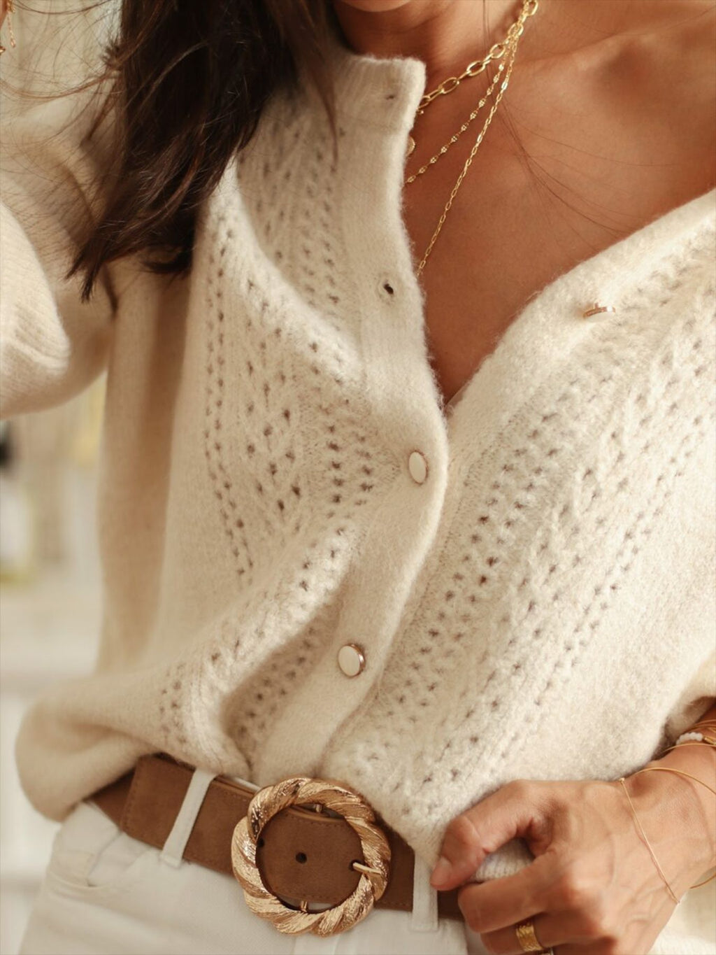 Elegant Knitted Crocheted Cardigan