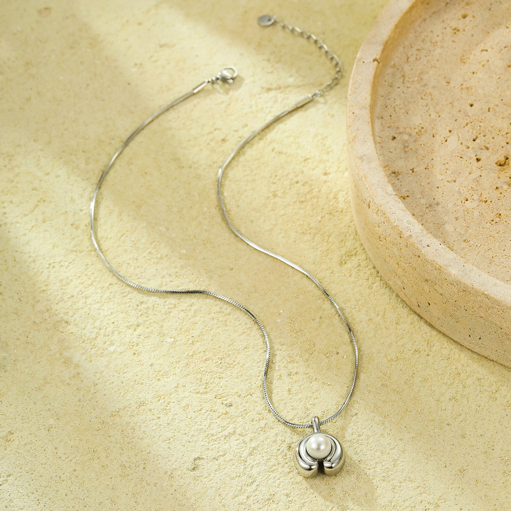 Pearl Embellished Stainless Steel Necklace