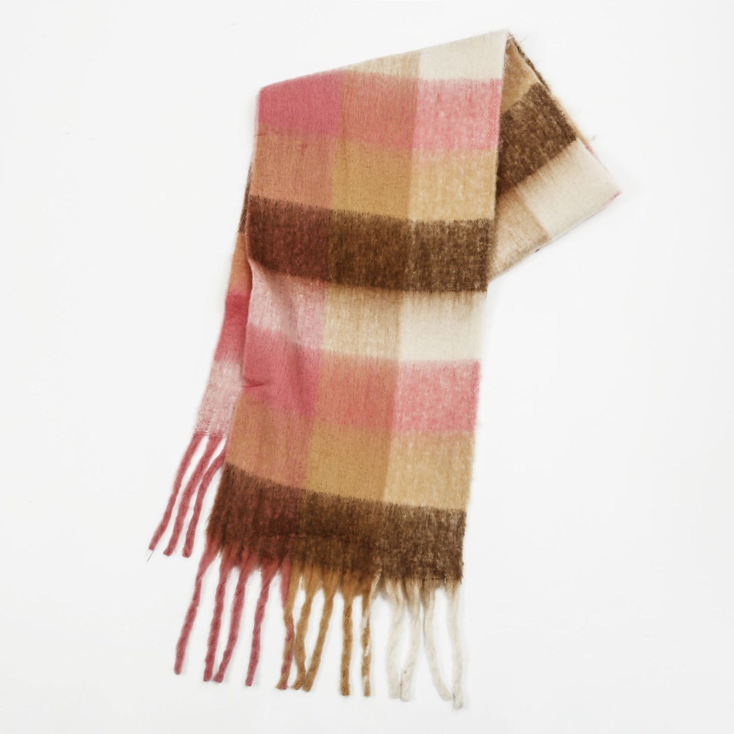 Mohair Plaid Tassel Scarf